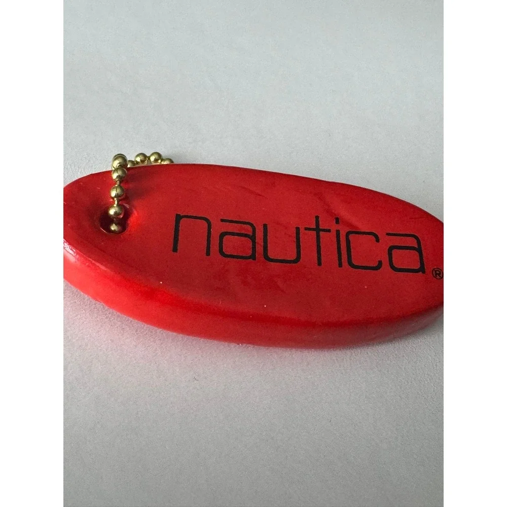 Nautica Vintage Floating Keychain Orange Red Foam Boating Water Sports Ring Logo
